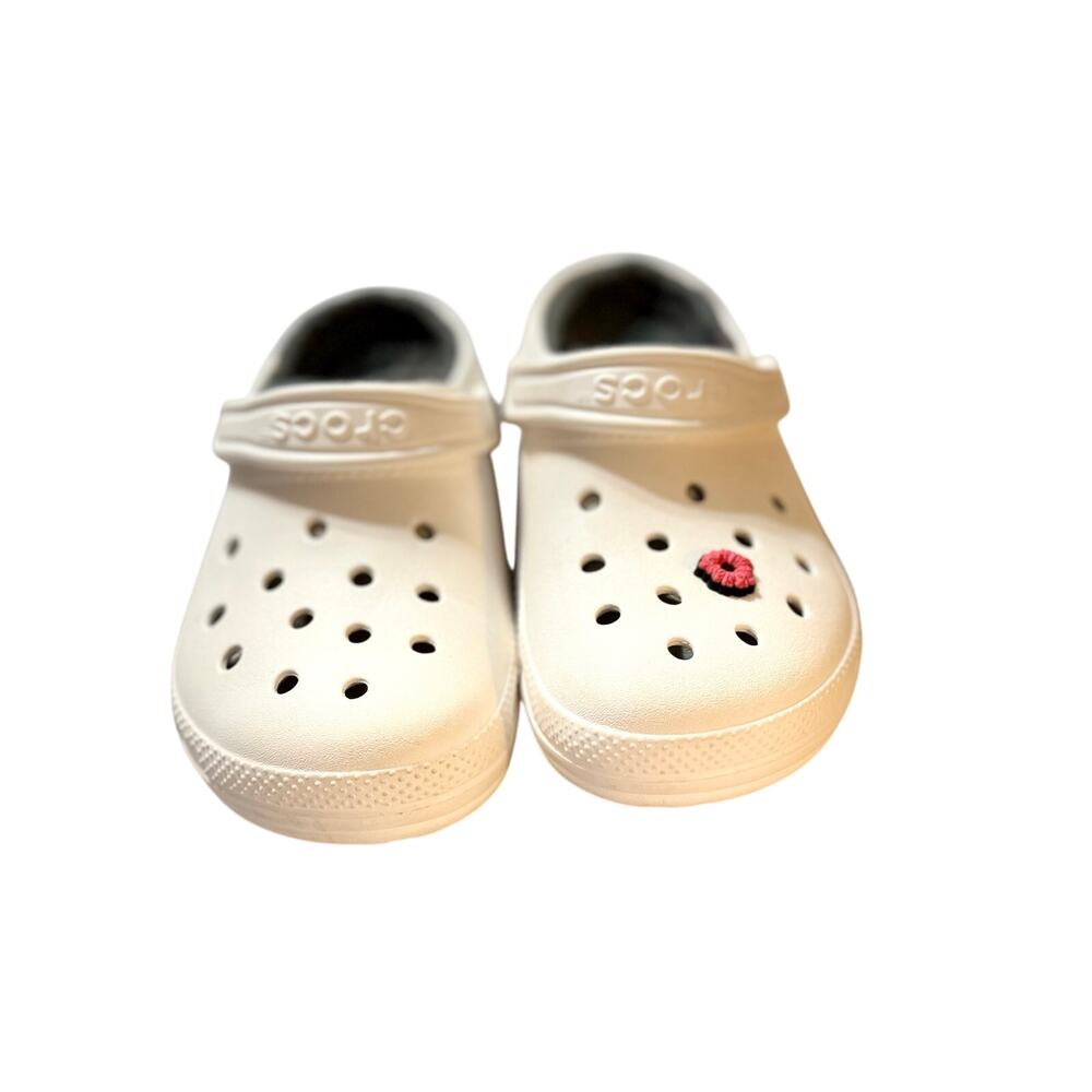 Crocs Classic Lined Clog – White – Women’s Size W6 / Men’s M4 – Fuzzy Lining